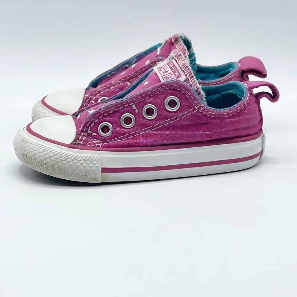 Converse Magenta Metallic Stars - Slip On Aplix Sneakers - Toddler US size 5